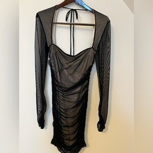 Lucy in the Sky Black Backless Mesh Dress